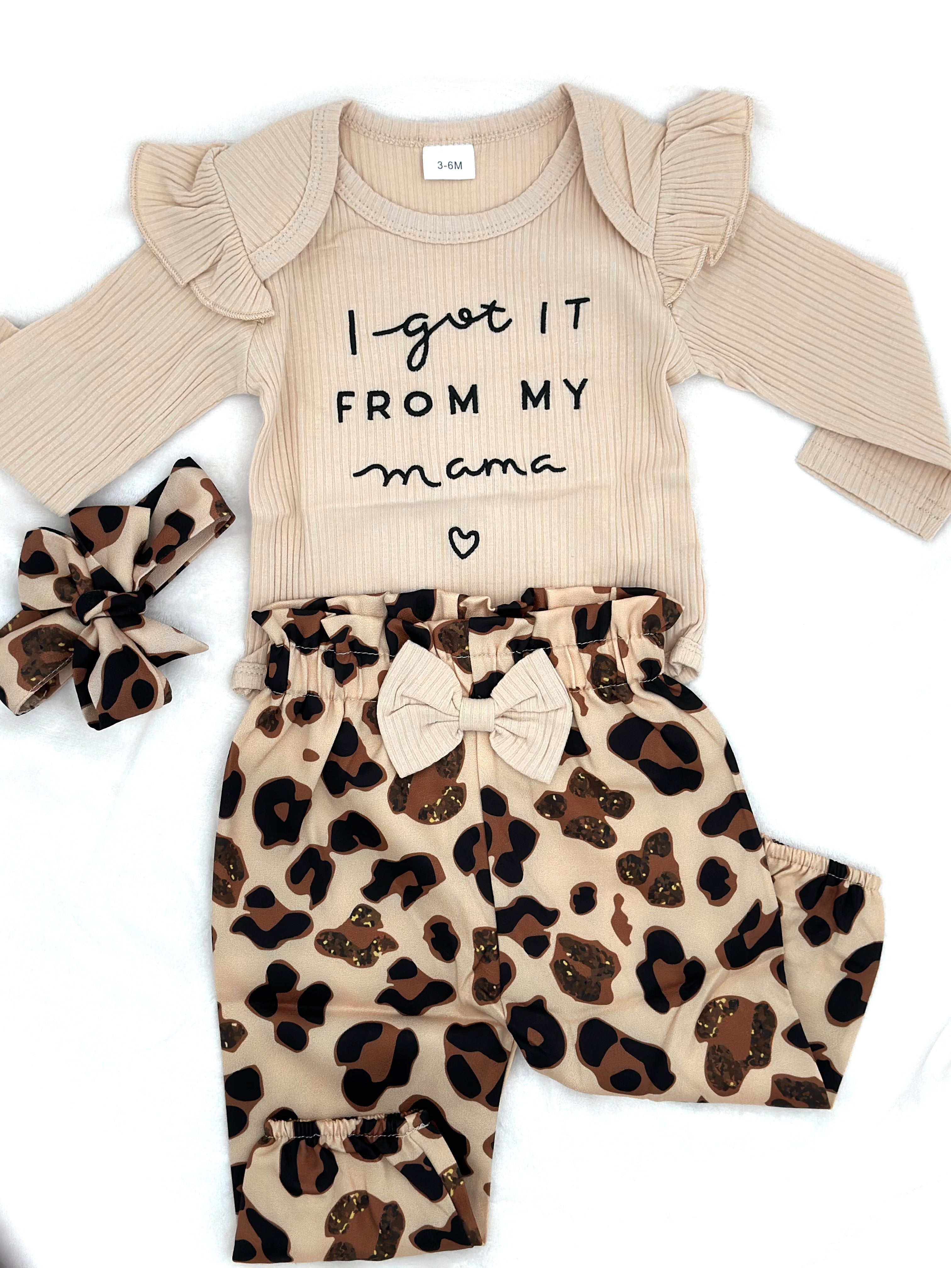 infant two piece-I got it from my mama leopard two piece with headband