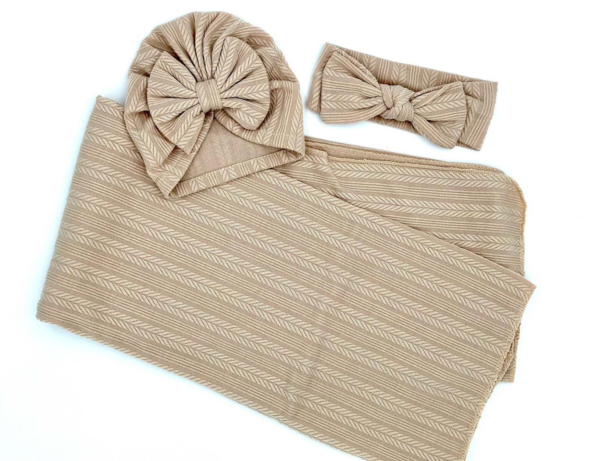 Cotton Baby Swaddle Blanket Set (Khaki)