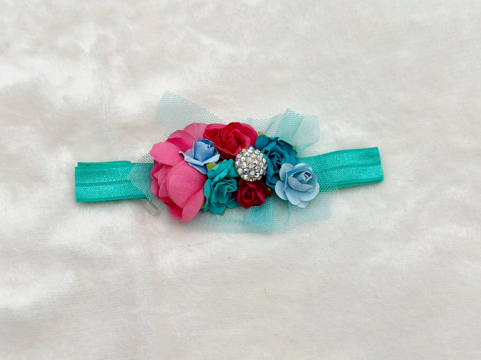 Turquoise Rose Infant Headband