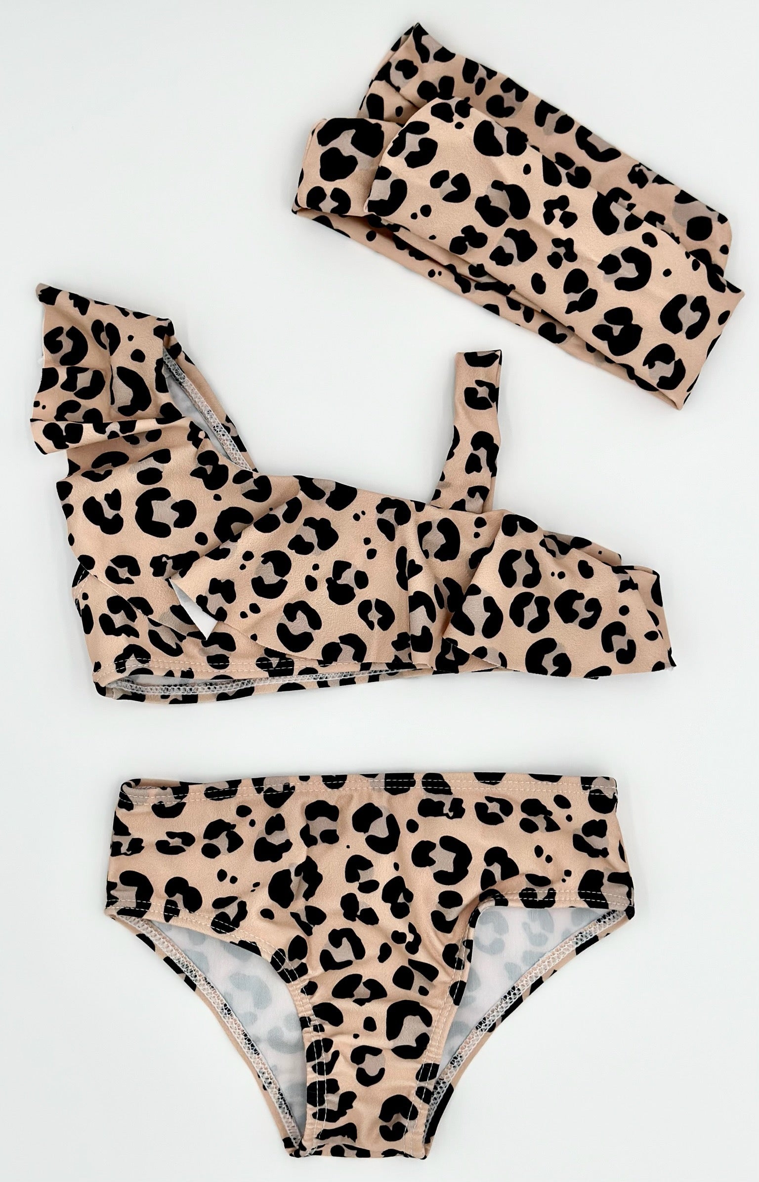 Leopard Print Ruffled 2 Piece with Bow