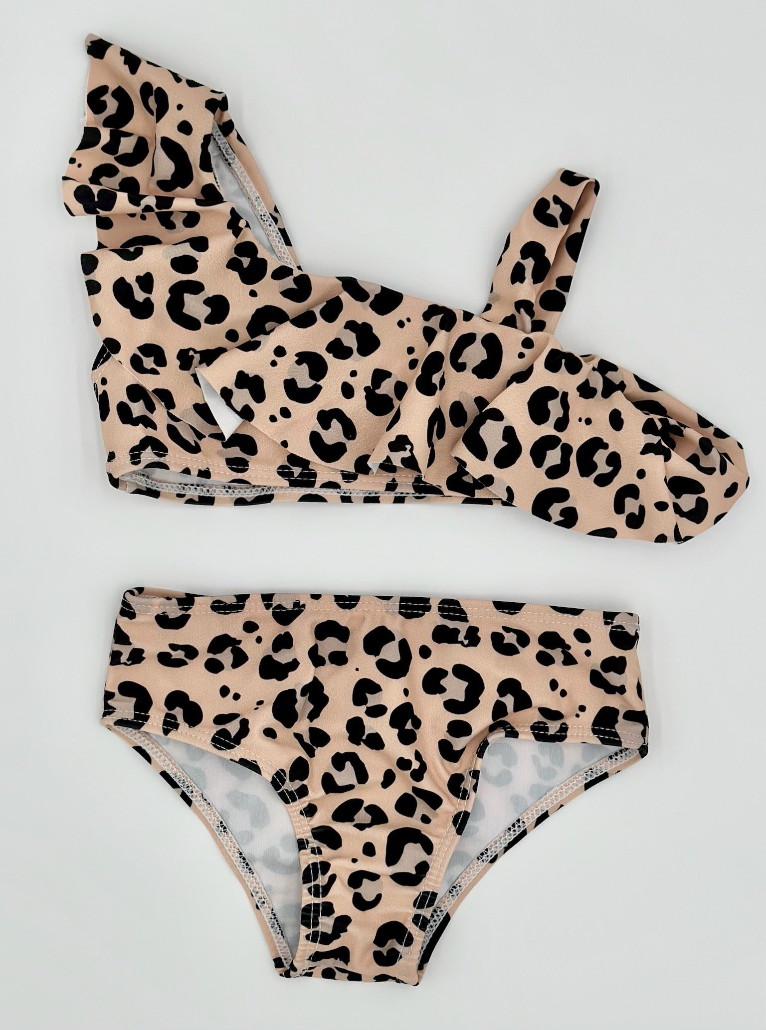 Leopard Print Ruffled 2 Piece with Bow