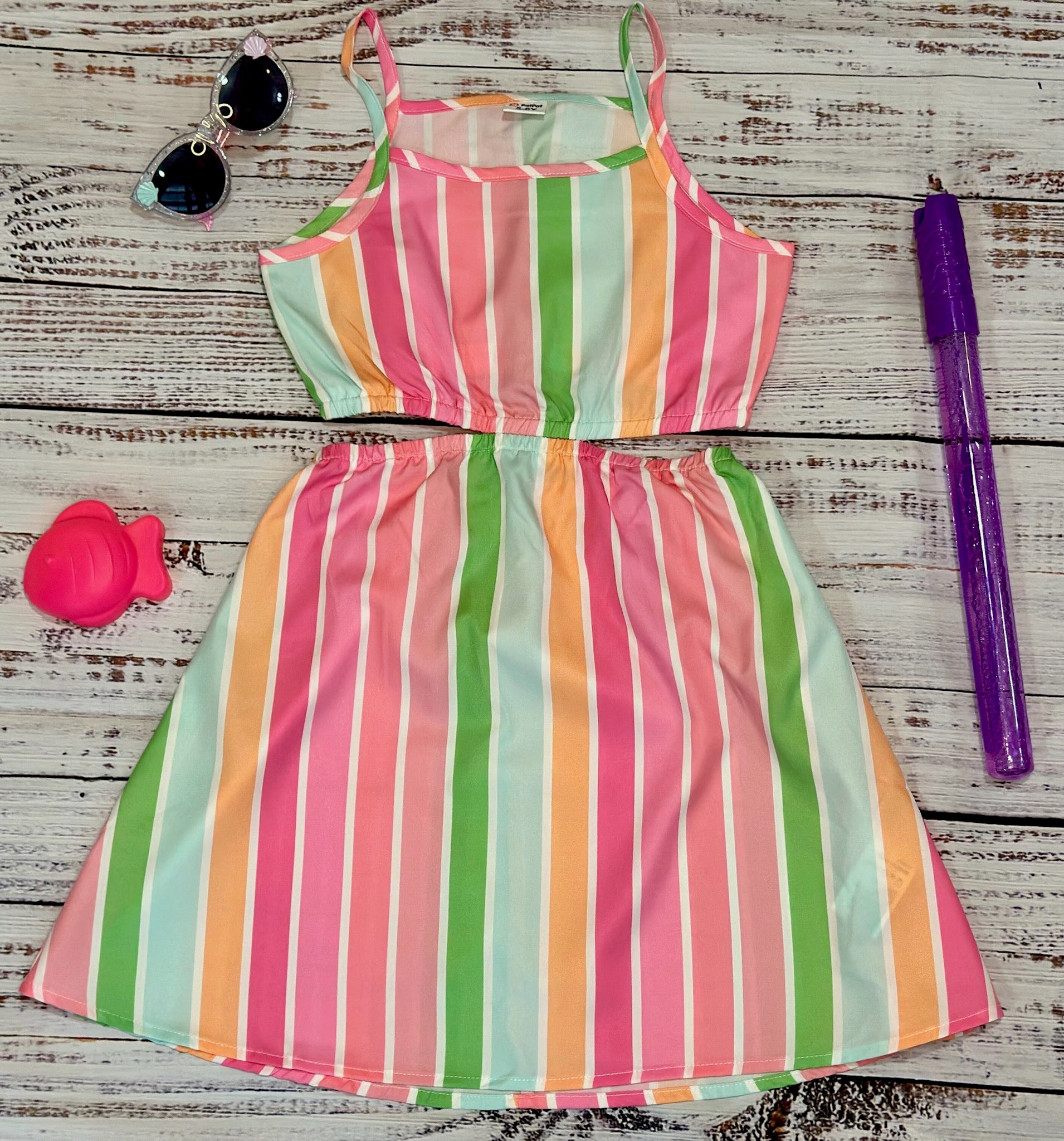 Colorful Stripe Cut Out Dress