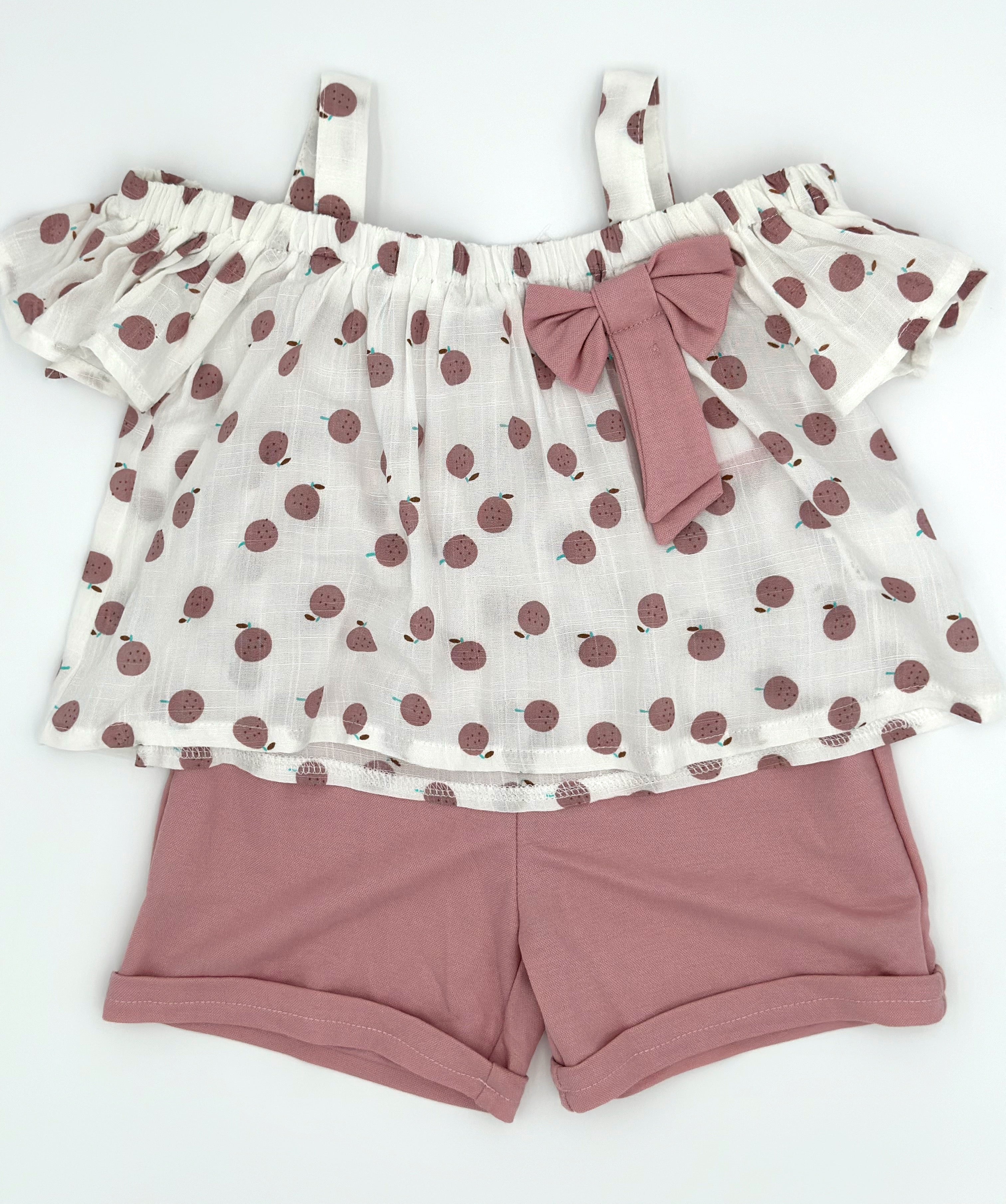 Fruit Print Bow Top and Shorts Set