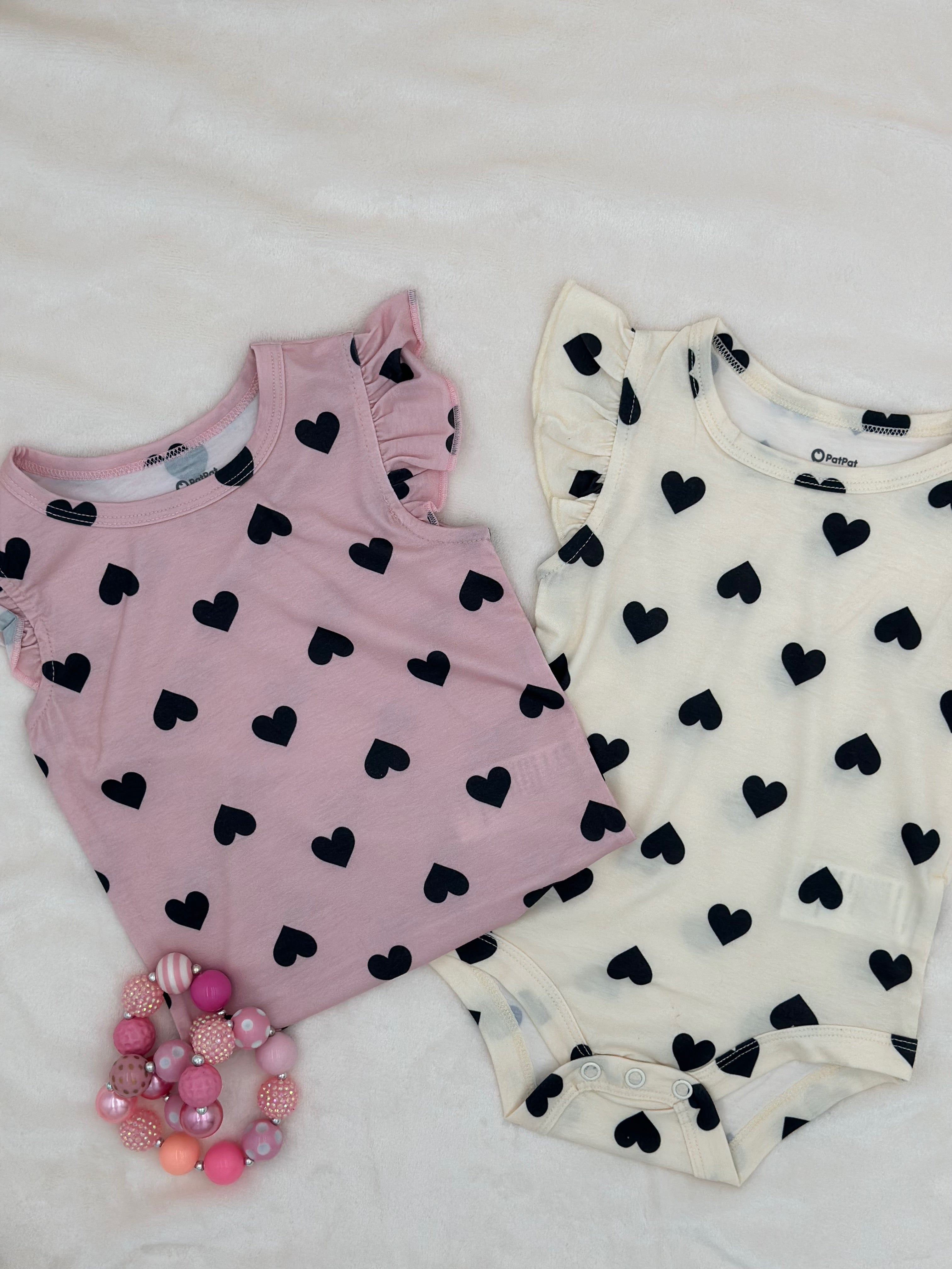 Baby romper pink and cream