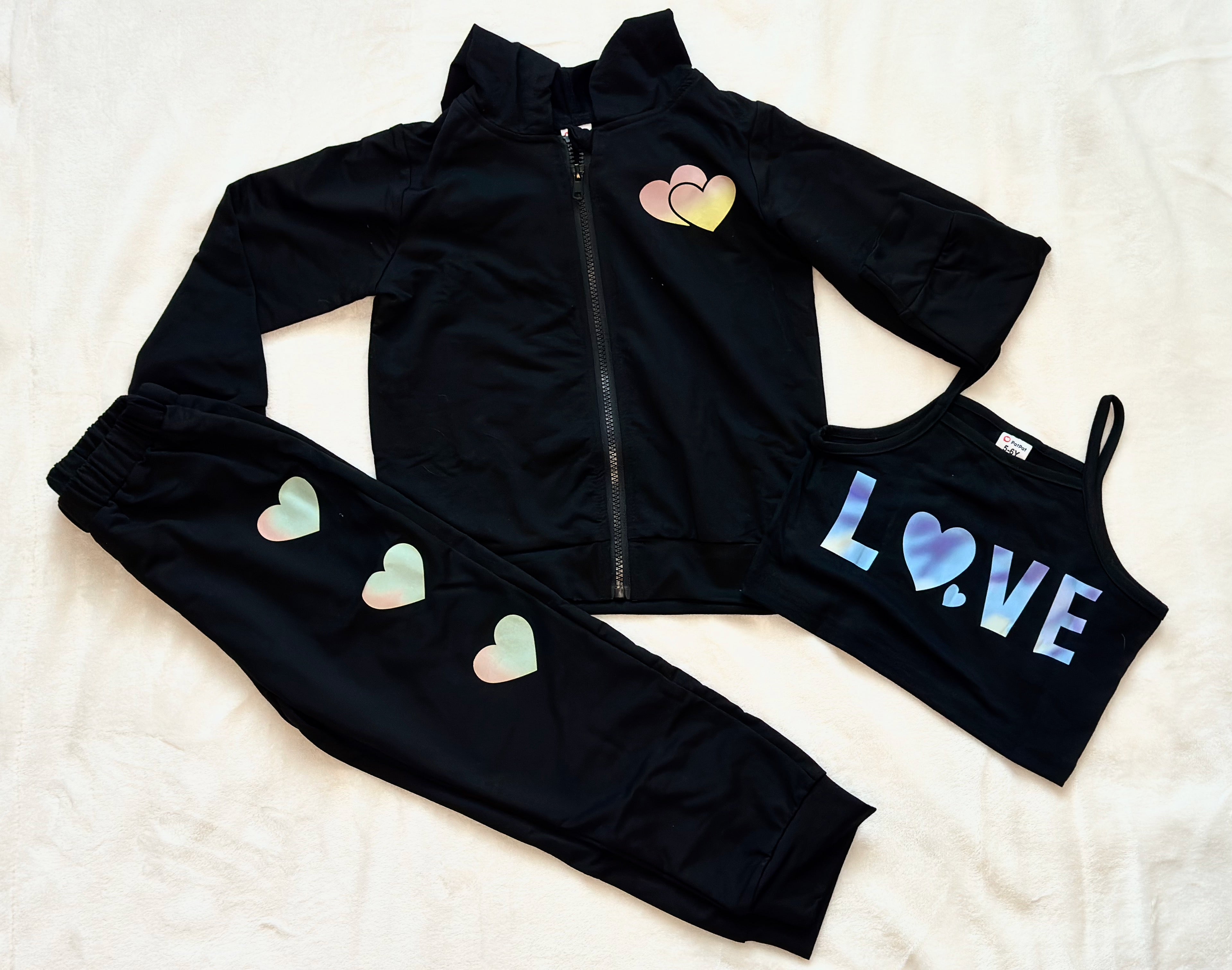 Girls Clothing 3- piece set with heart designs