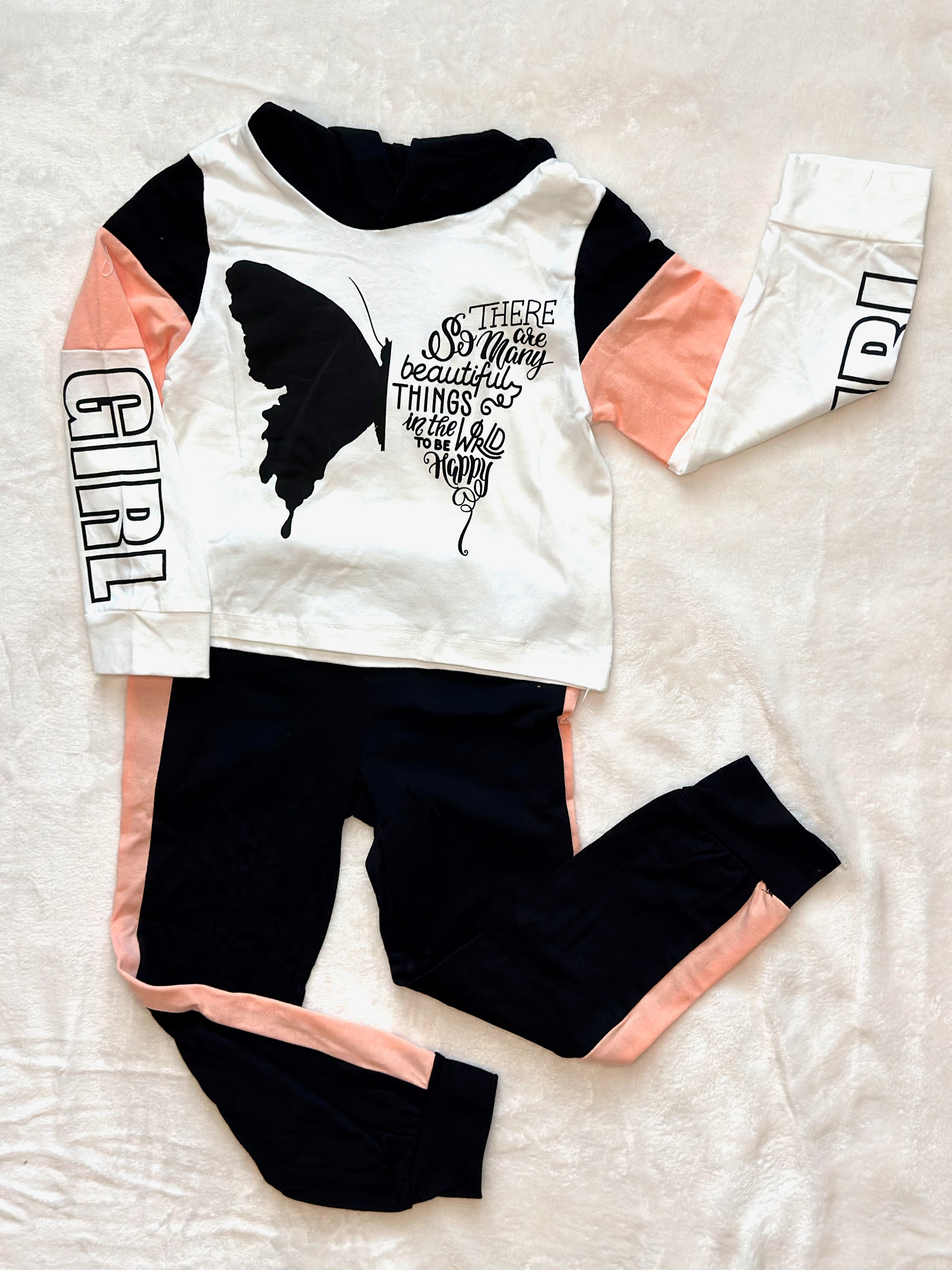 Trendy Butterfly Hooded Set