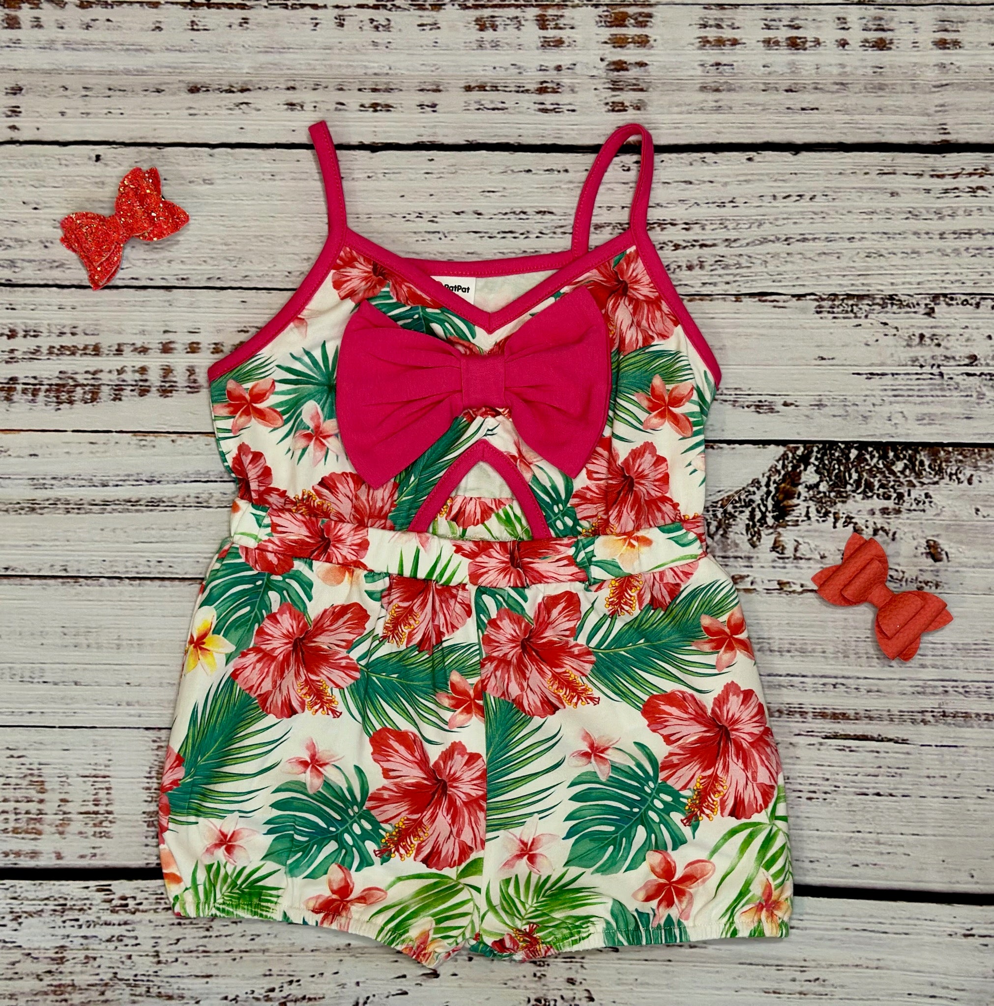 Floral Print Bowknot Romper