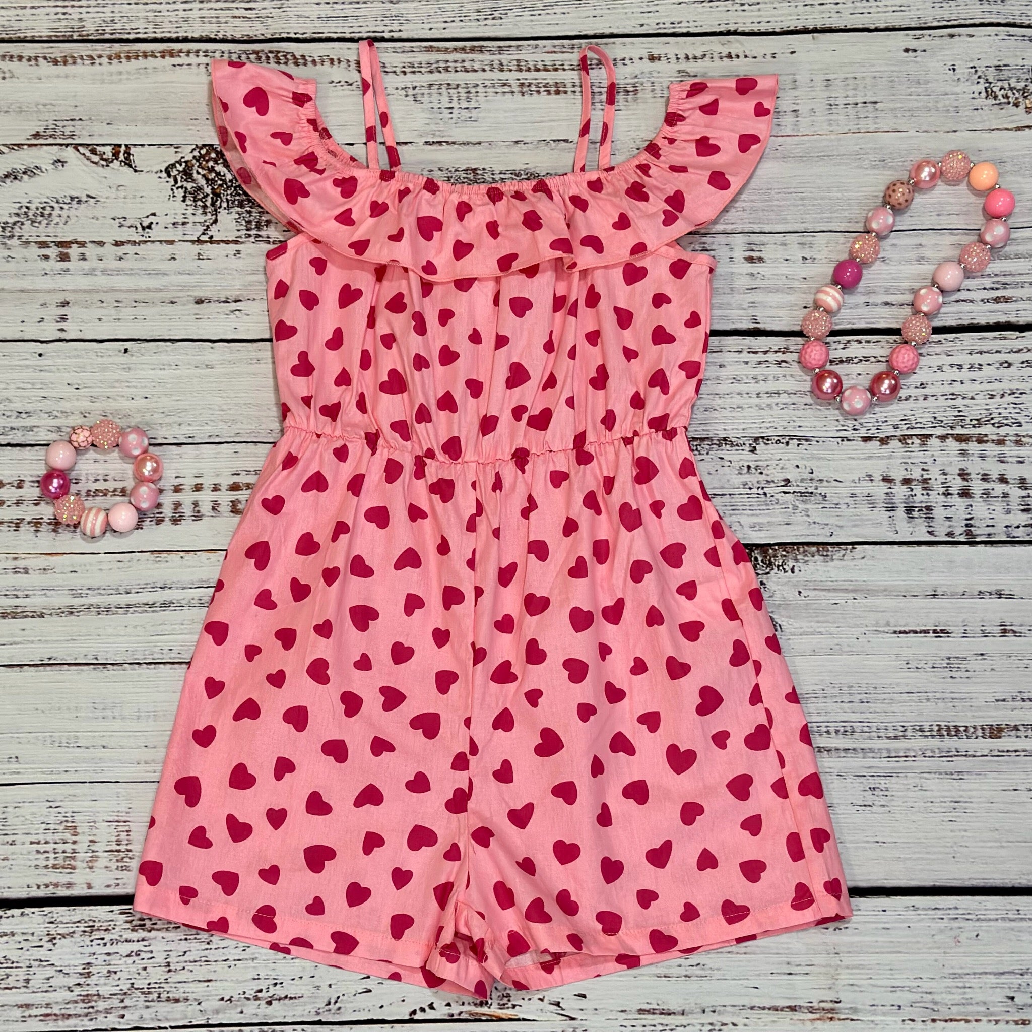 All over hearts pink jumpsuit 