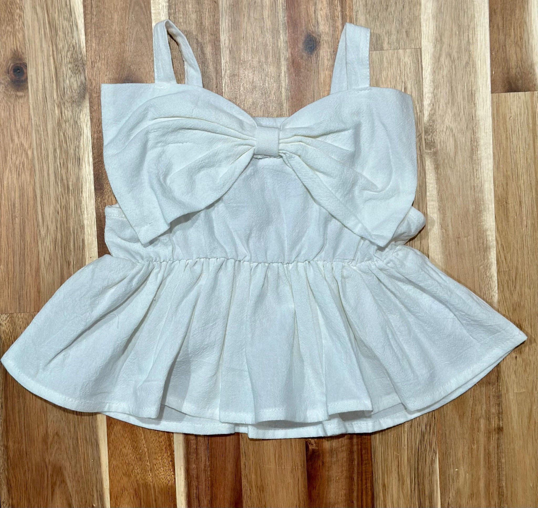 Cotton Bow Front Cami Top and Distressed Denim Shorts