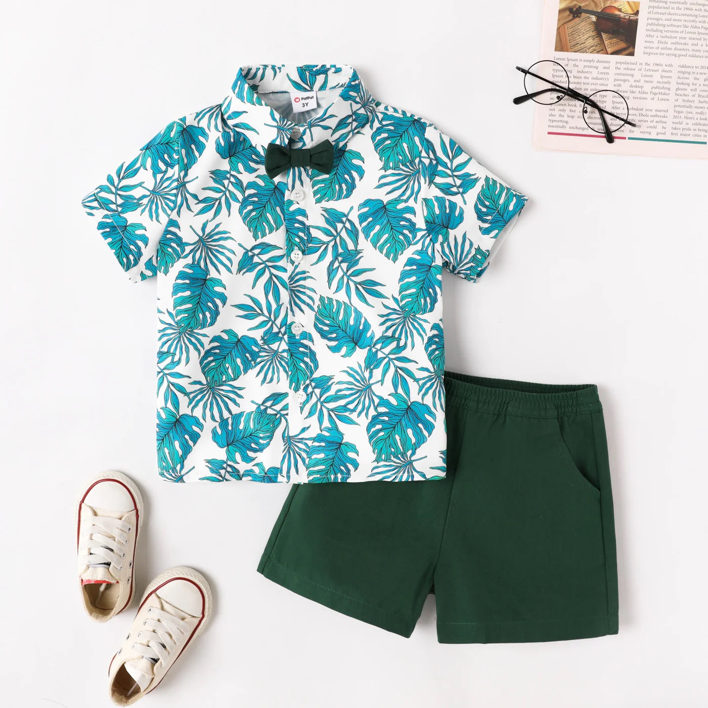 Boys Tropical Plant Shirt and shorts set